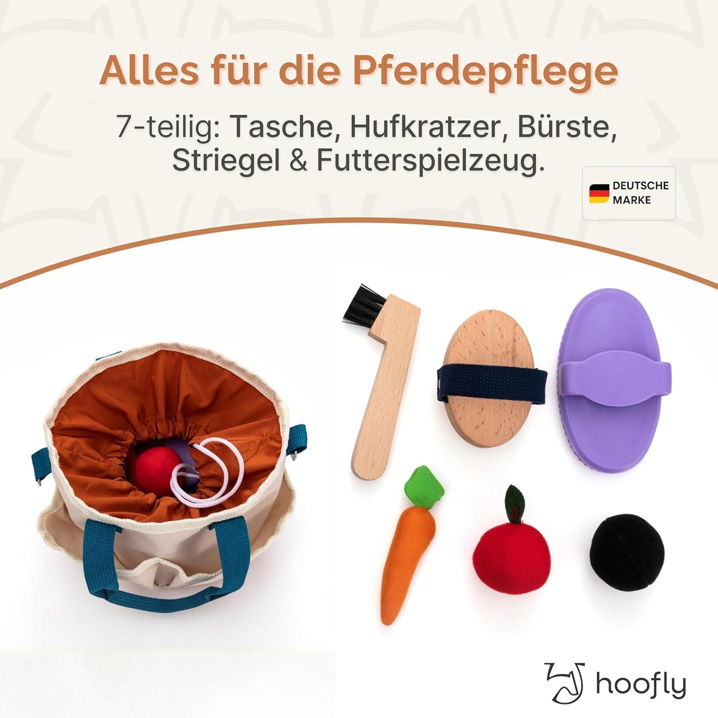 Pflegeset für Hobby Horse ‎Hoof-07-PF mit Tasche & Zubehör, Pflegeset