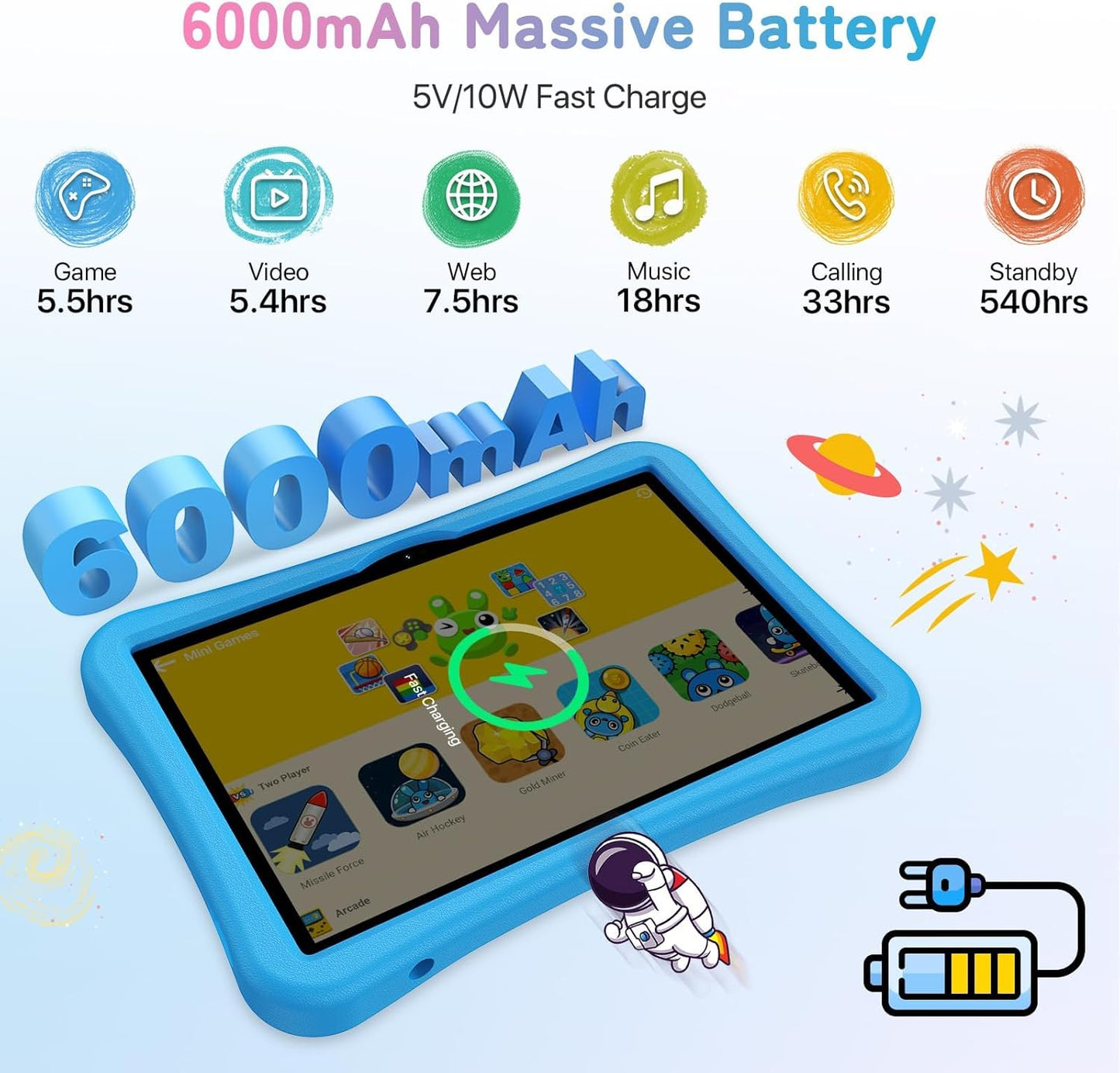 Kinder-Tablet mit Elterlicher Kontrolle, blau