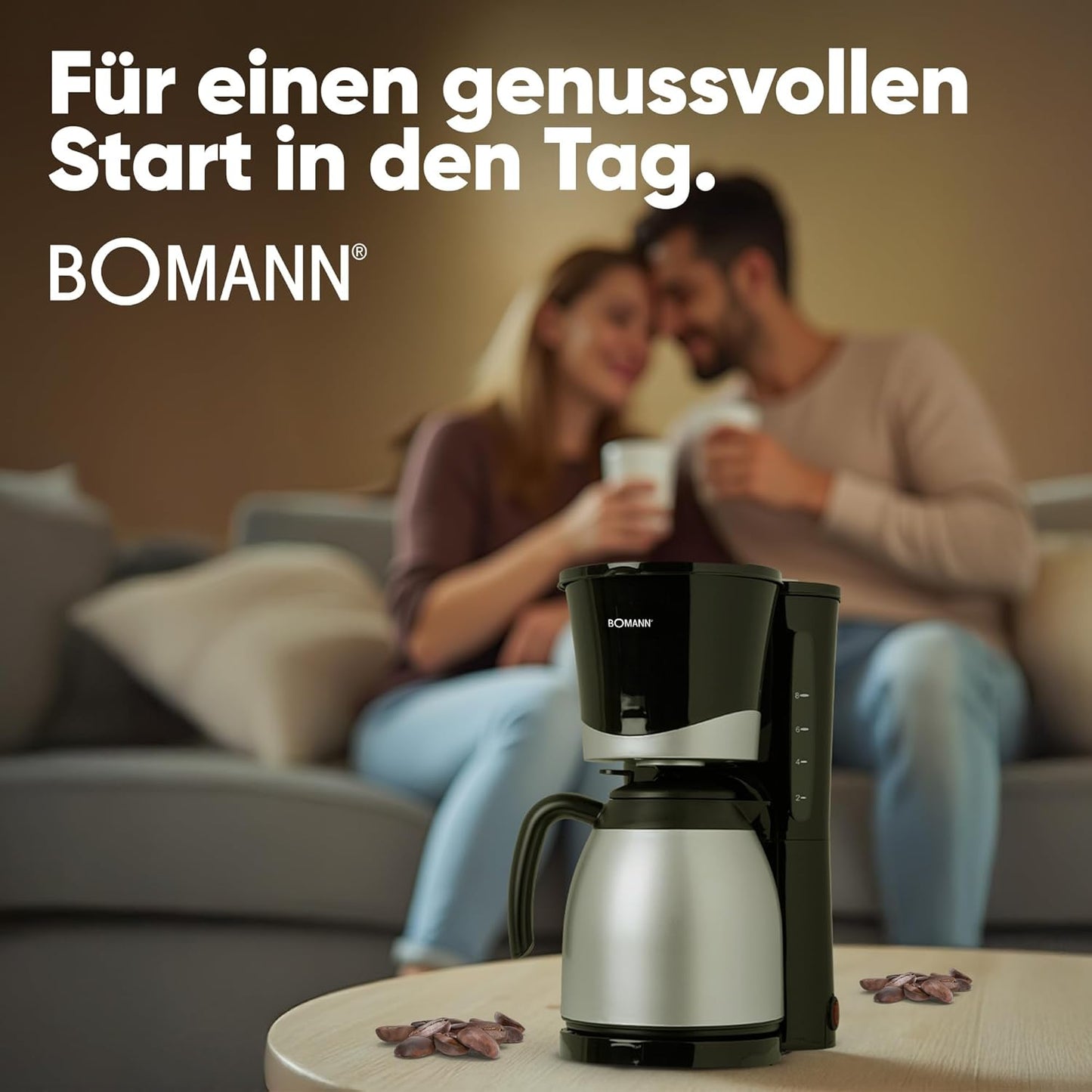 Filterkaffeemaschine mit Thermoskanne, Schwarz
