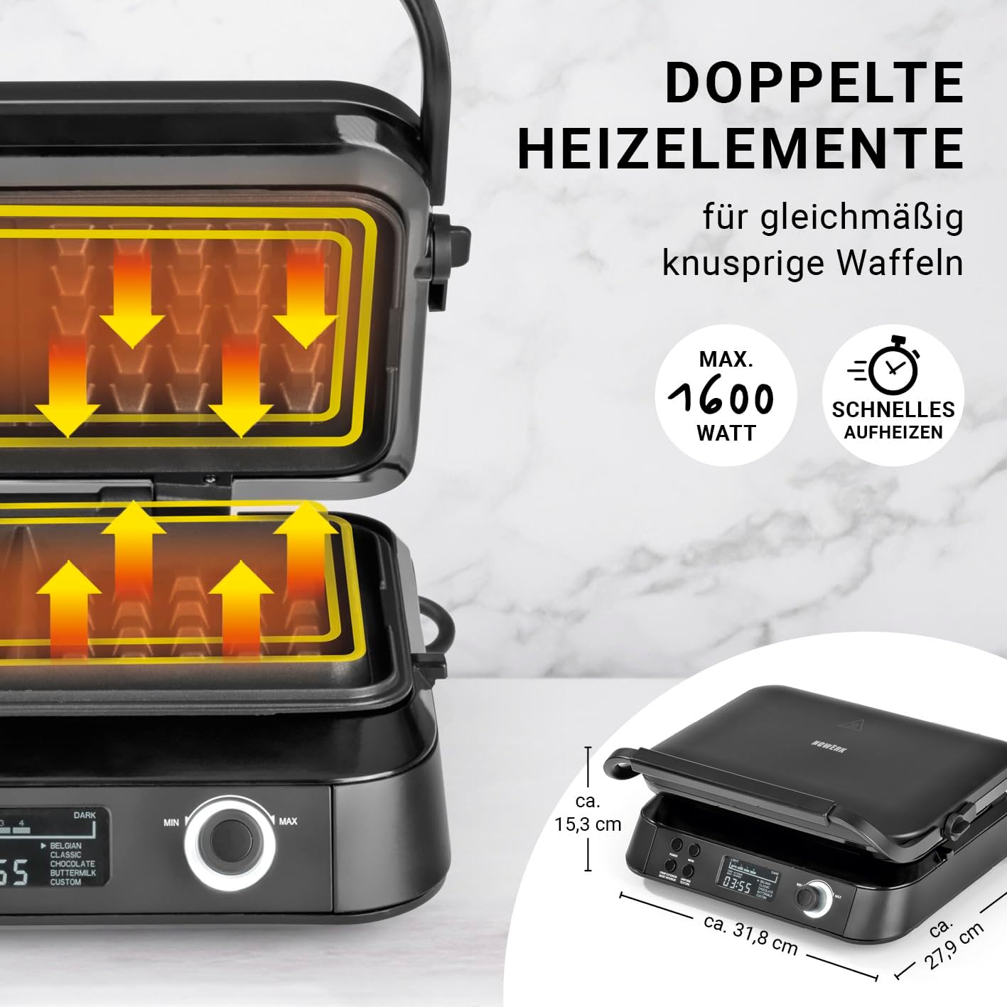 Midnight Edition Waffeleisen für Belgische Waffeln, 5 Programme