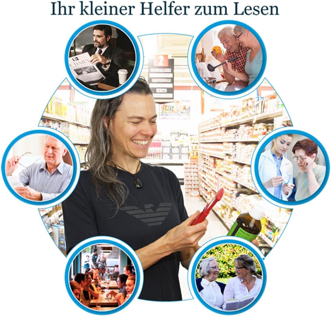 Beleuchtete Leselupe mit LED-Licht, Sedona Red
