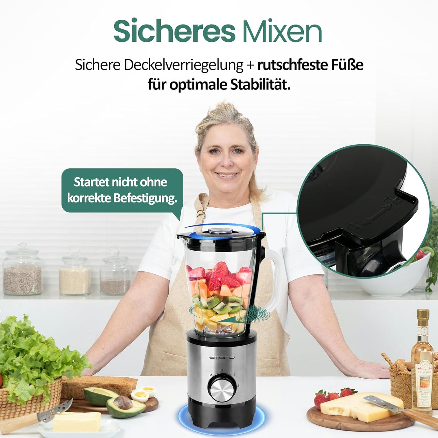 Standmixer mit Ice Crush Funktion, Silber