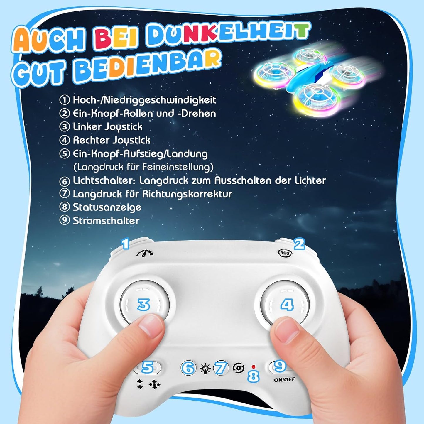 Kinder-Quadrocopter mit LED