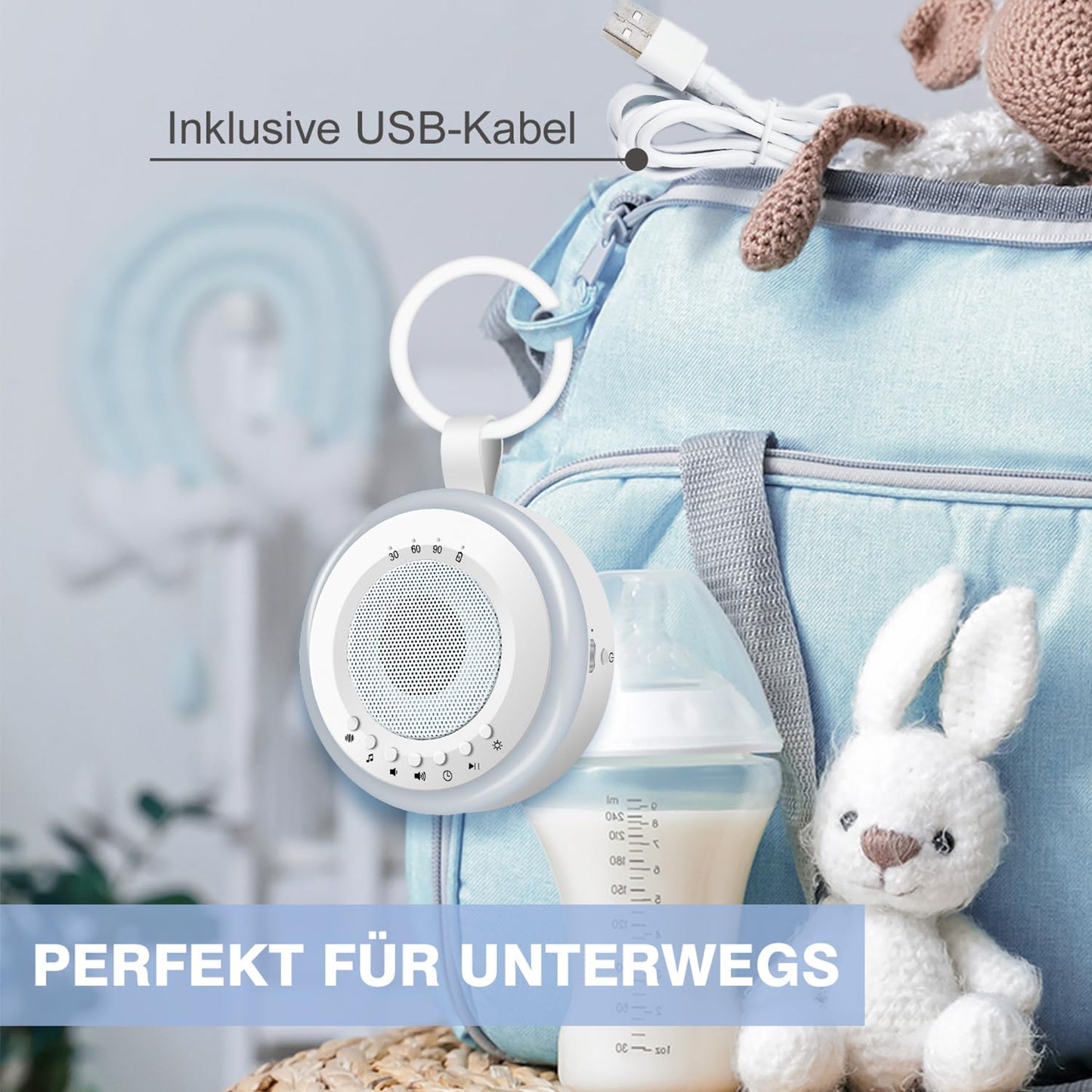 Tragbare White Noise Maschine für Babys, Weiß