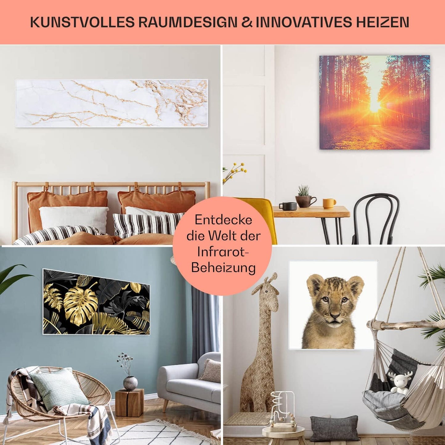 Infrarotheizung, 120 x 60 cm/ 700 W Blaue Linie - Schwarz