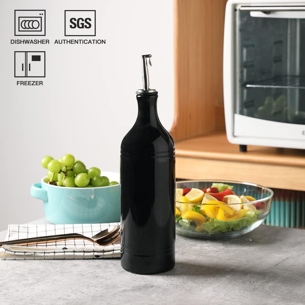 Keramik-Olivenölspenderflasche, Schwarz 680 ml