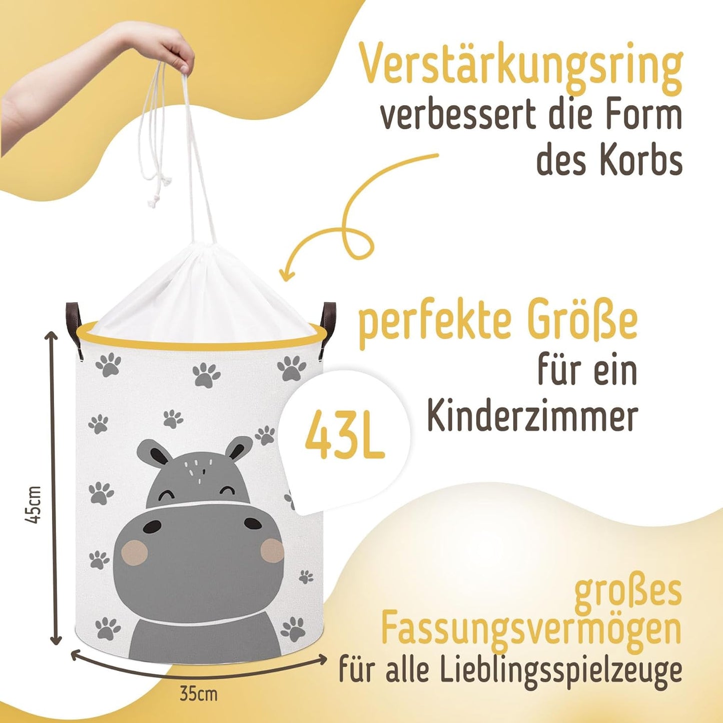 Organizer & Wäschekorb mit Hippo-Design, Hippo