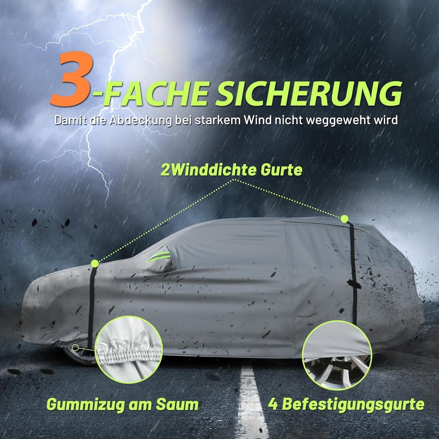 Autoabdeckung für SUV (480-505 cm), Silber 480cm-505cm SUV