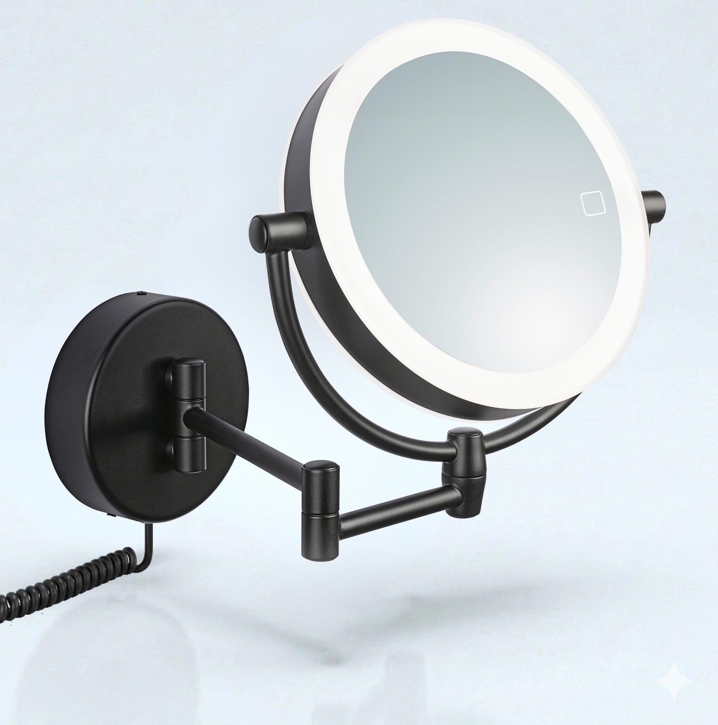 LED Kosmetikspiegel Modena mit Dimmer & Vergrösserung, Schwarz 5x / 10x