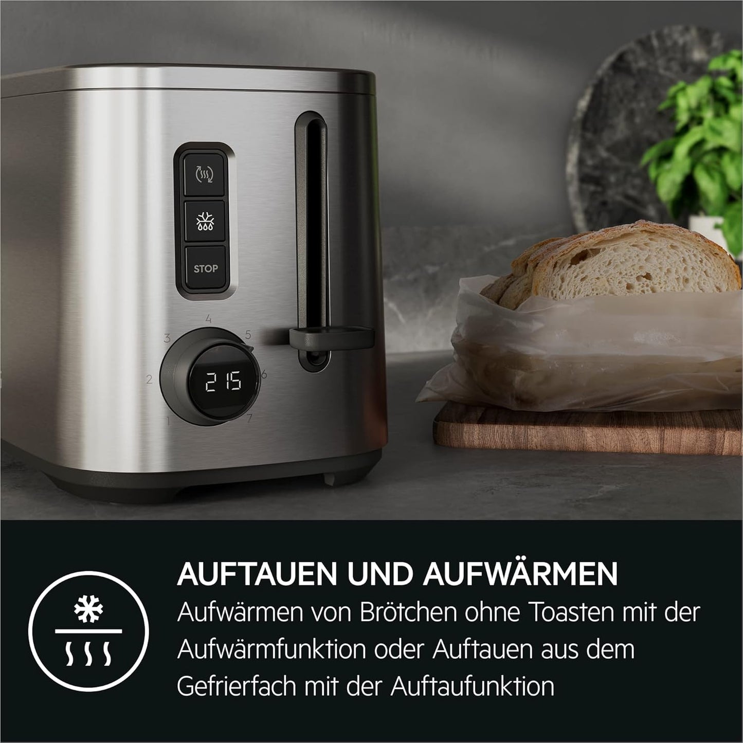 Toaster mit 7 Einstellungen und Countdown-Timer