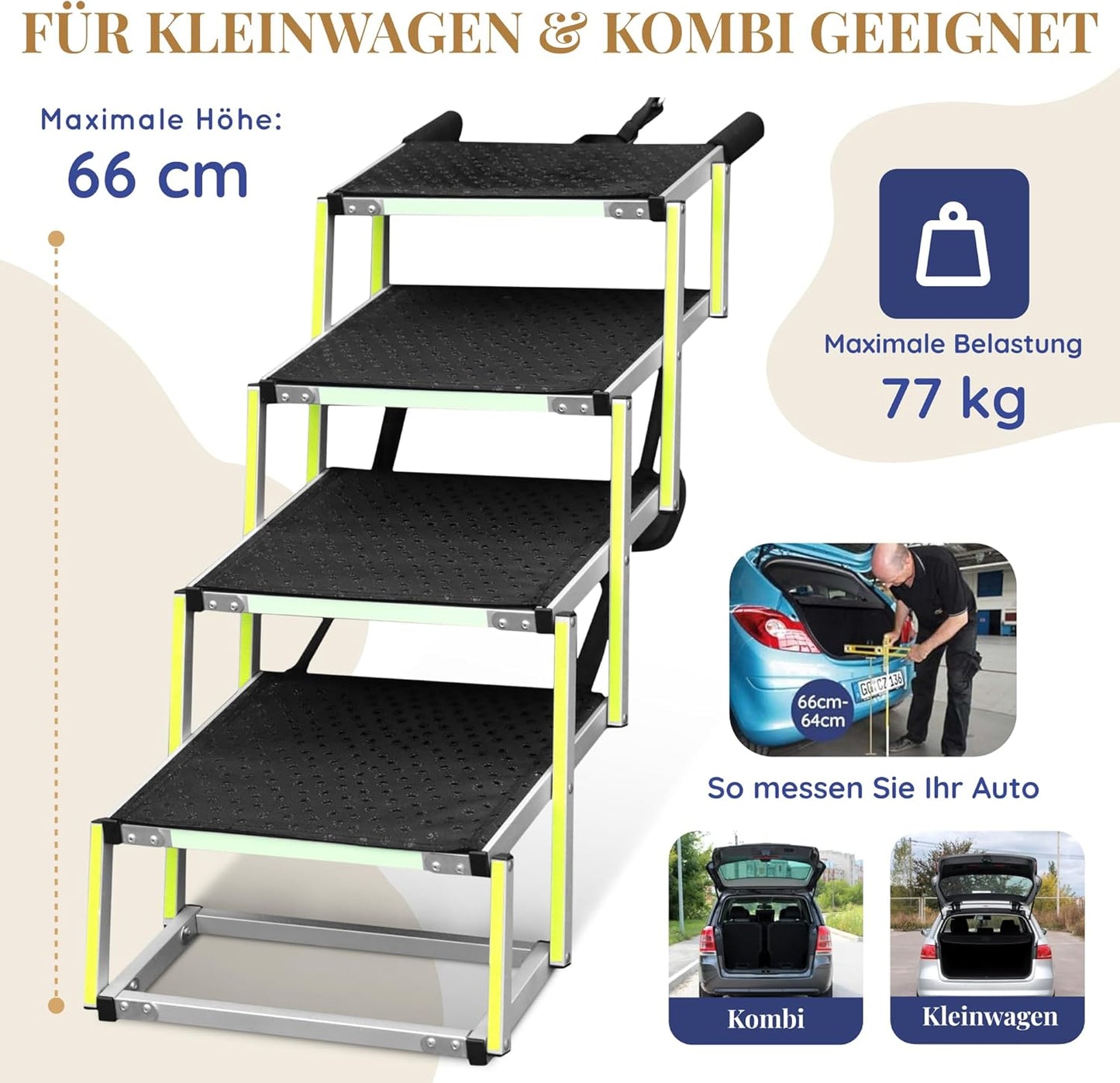 Faltbare Hundetreppe mit Antirutsch-Einsatz, 4
