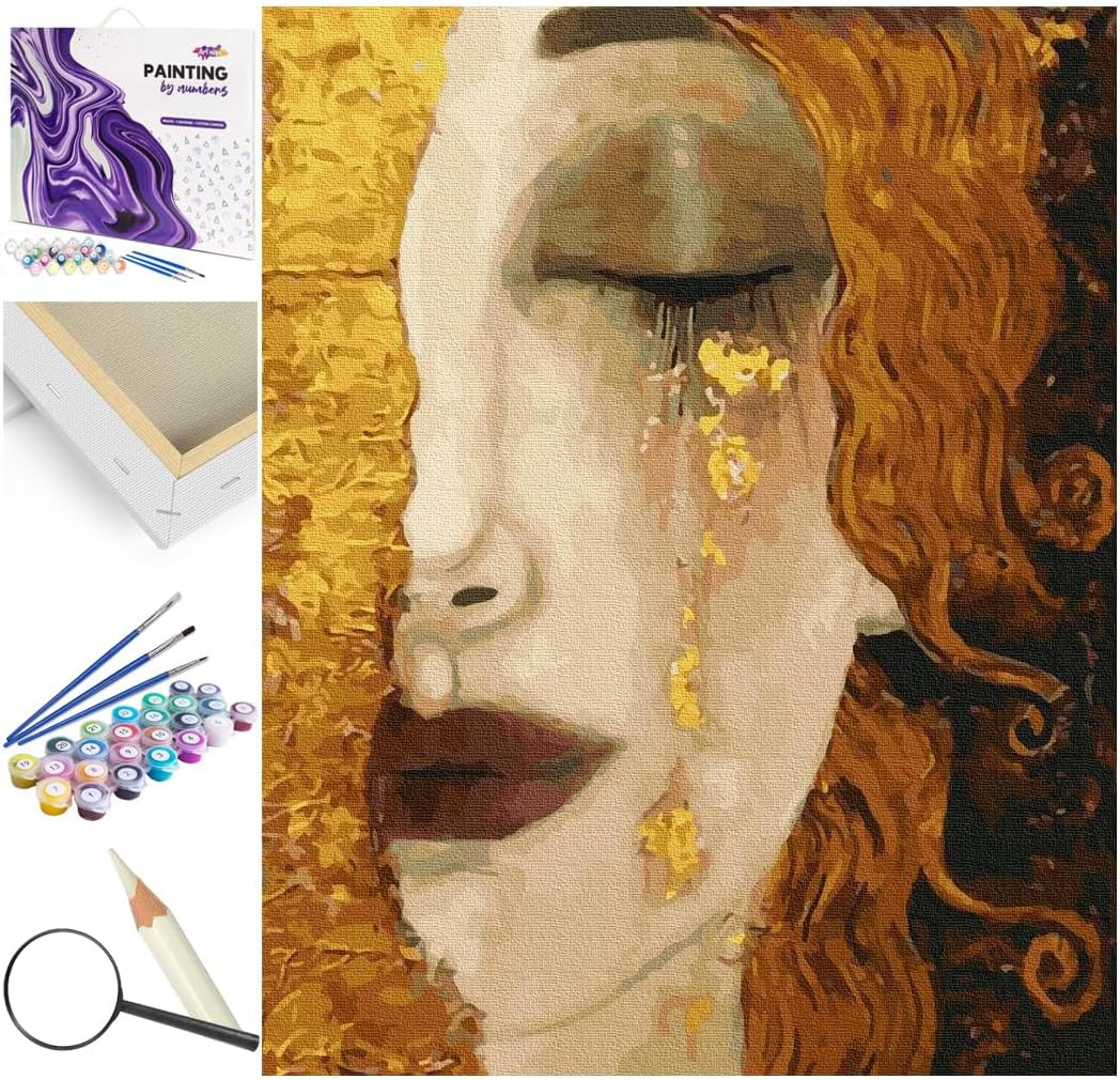 Malen nach Zahlen Set Klimt Motiv, Gustav Klimt Goldene Tränen Mittel