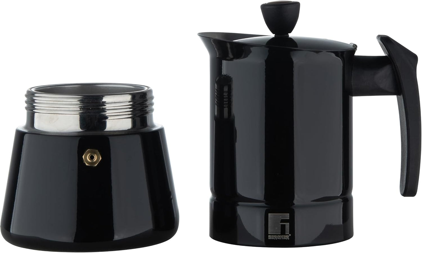 Edelstahl-Kaffeemaschine für 6 Tassen, Schwarz/Kupfer 6 Tassen