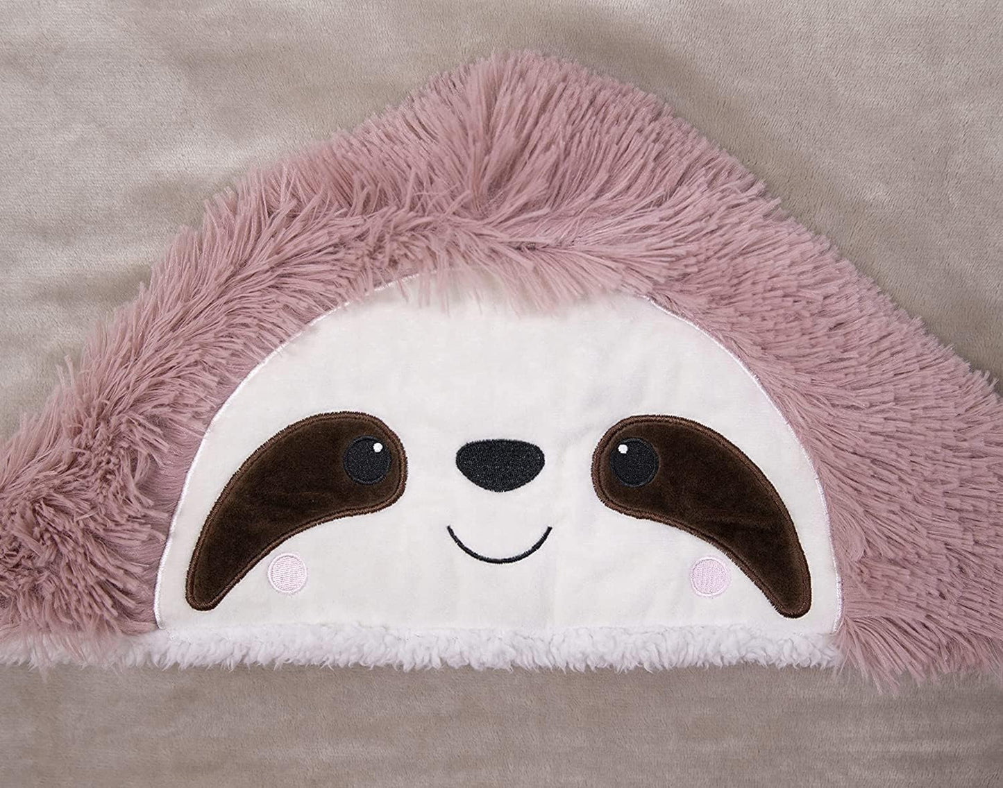Kuscheldecke mit Faultier-Motiv, Rosa