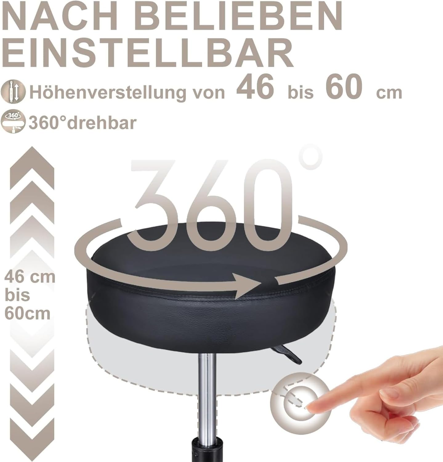 Höhenverstellbarer Rollhocker, Graphit