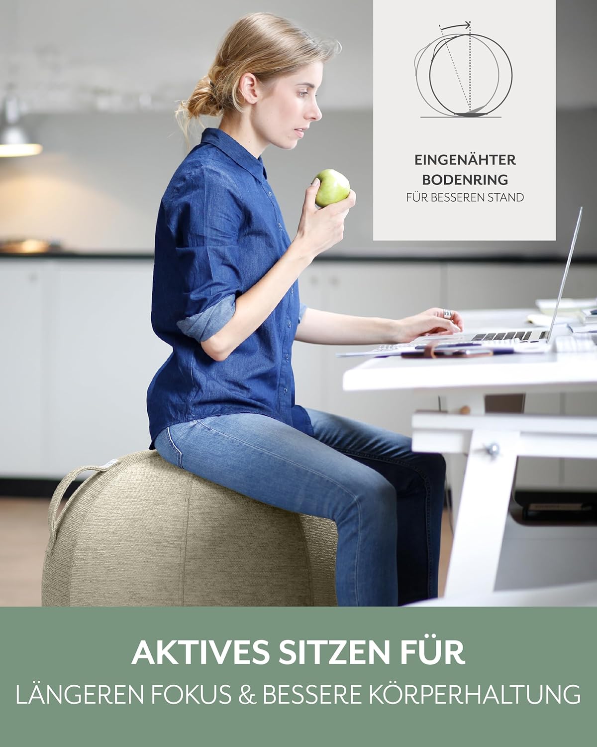 Ergonomischer Sitzball Stov, 70cm - 75cm GRAU
