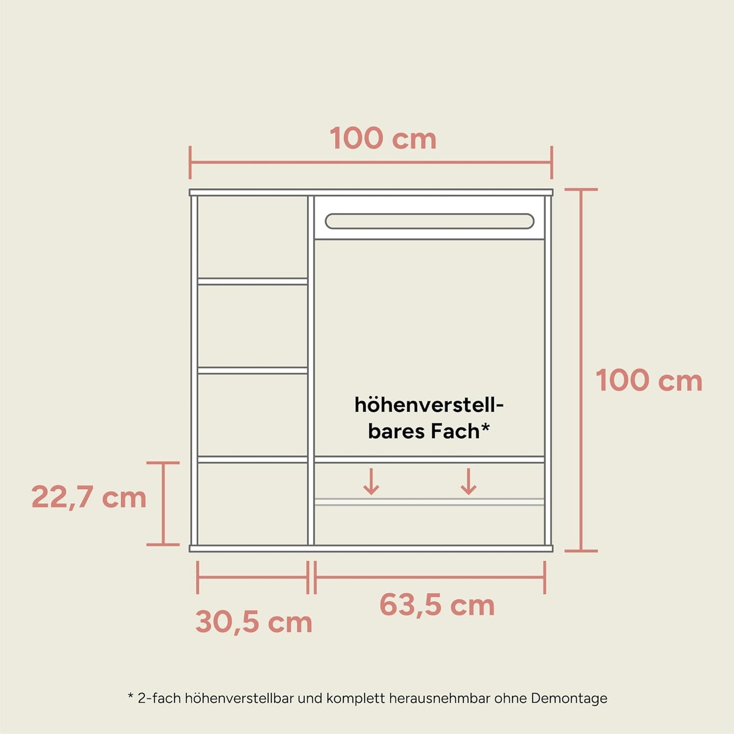 Kleiderschrank für Kinder, Kiefer Natur 100 x 100 x 40 cm