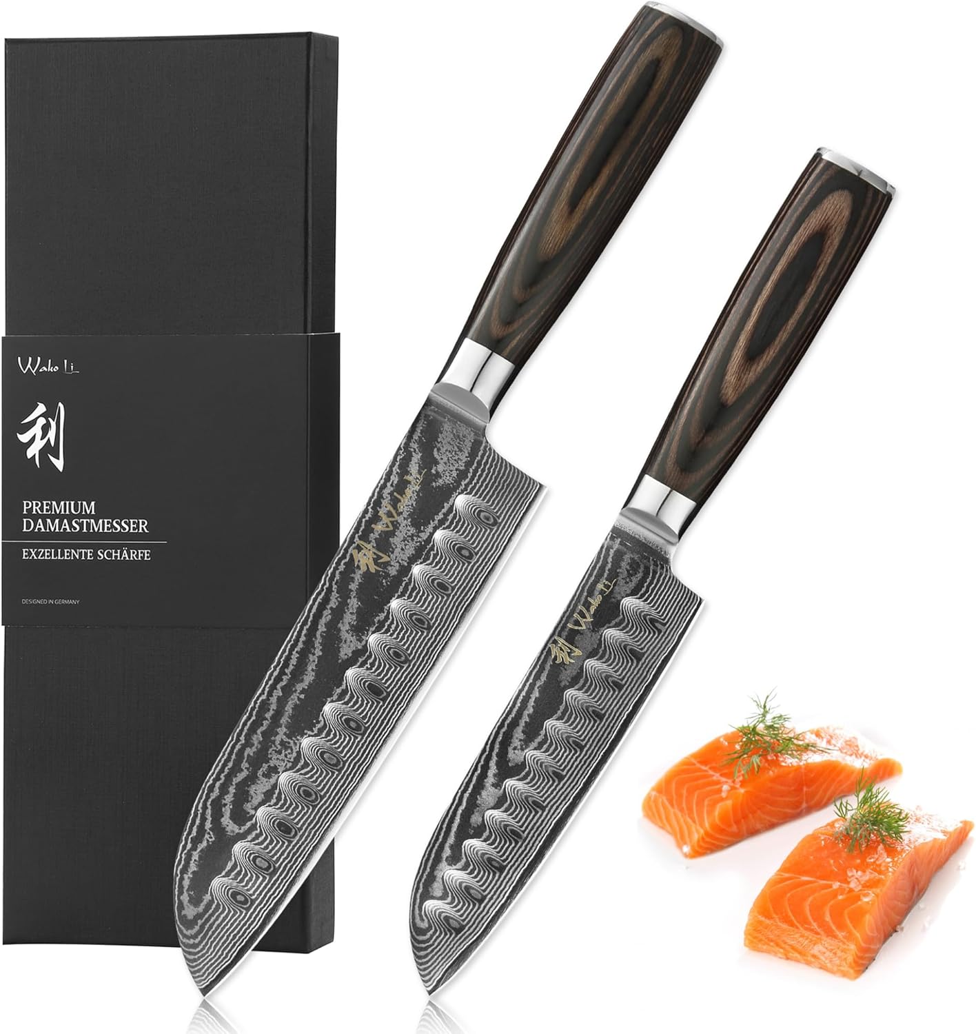 2er Set Damast Santokumesser, Edib Essentials (Santoku Set)
