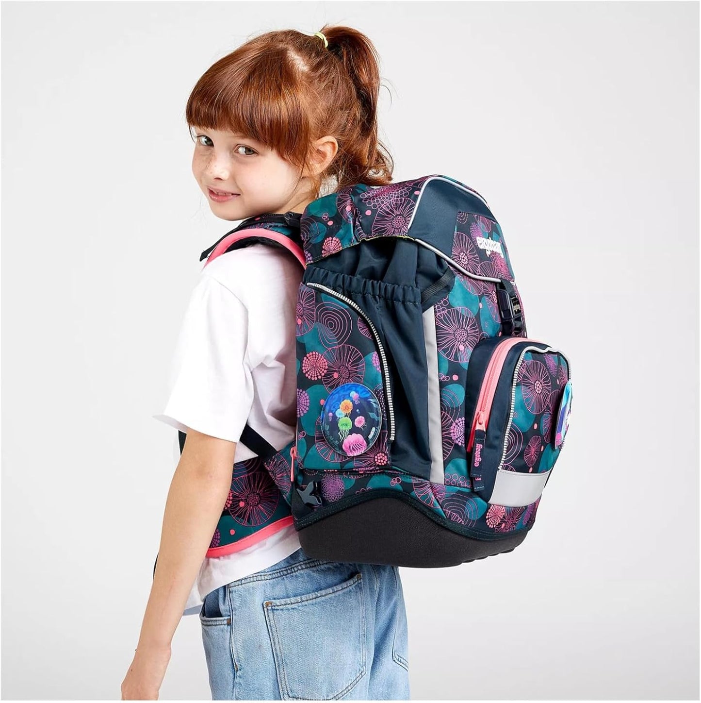 Ergonomisches Schulrucksack-Set, Korallbär - Lila