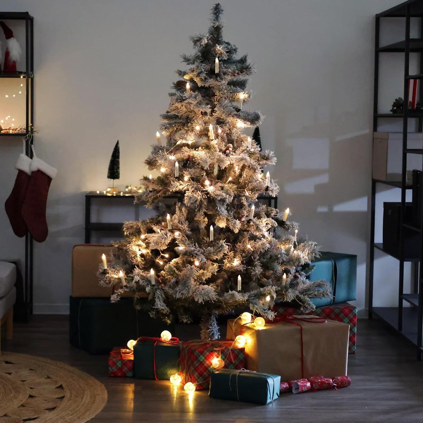Künstlicher Weihnachtsbaum mit Klappsystem, Schnee-weiss, 150 cm