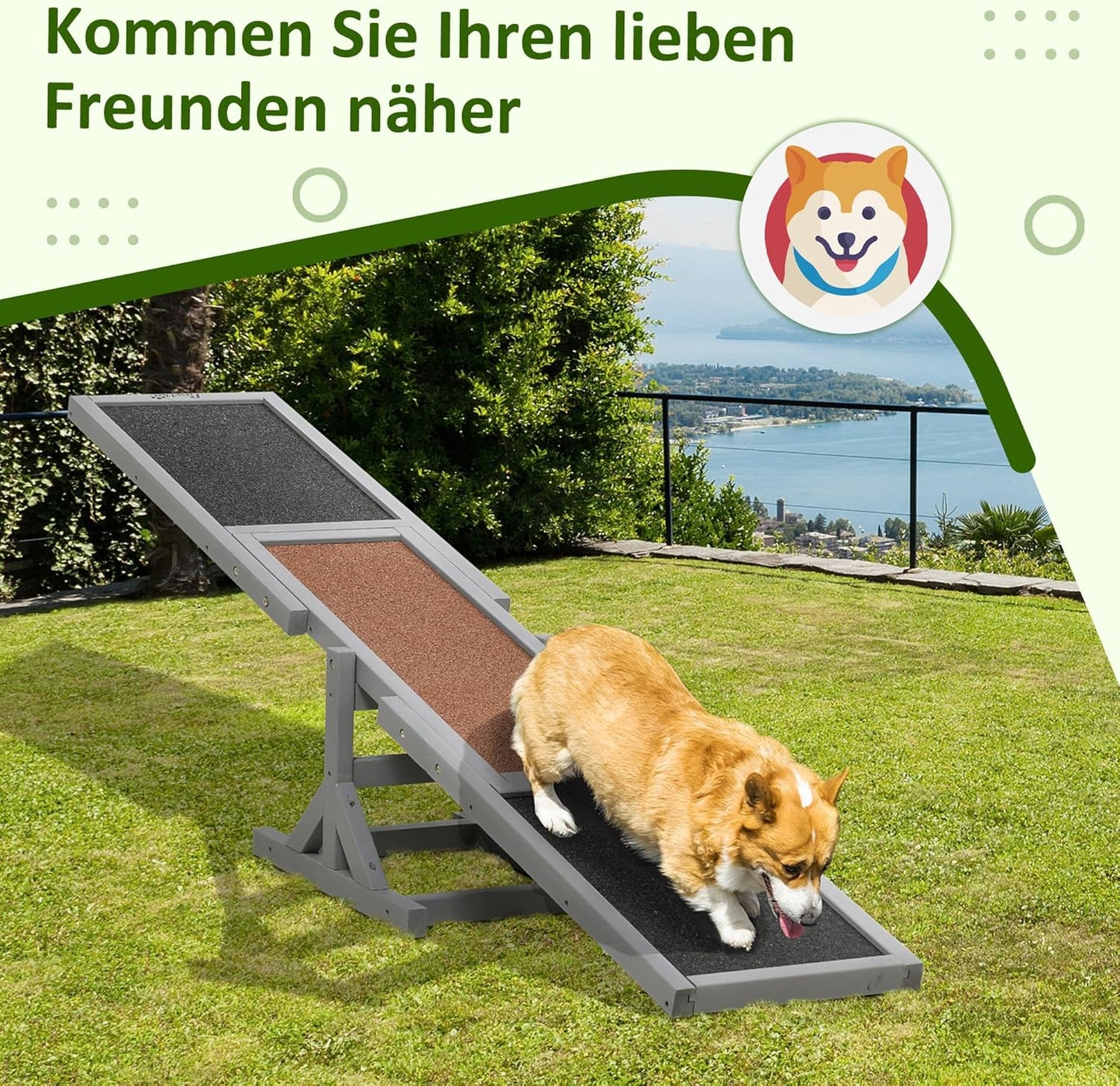 Hundewippe mit Anti-Rutsch Belag, Grau