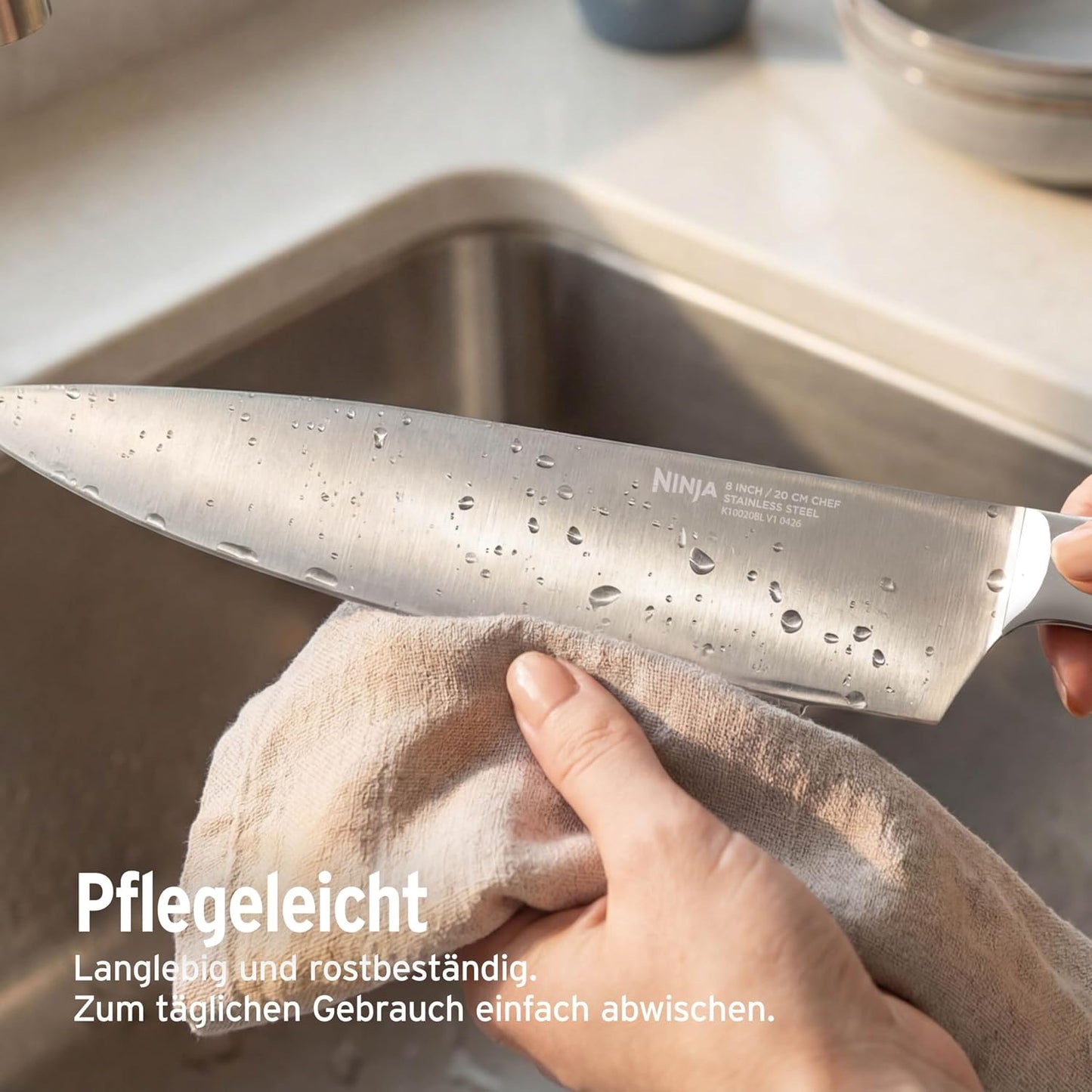 StaySharp Messerblock-Set mit Schärfer, 13-tlg Messerblock, Stein-gold