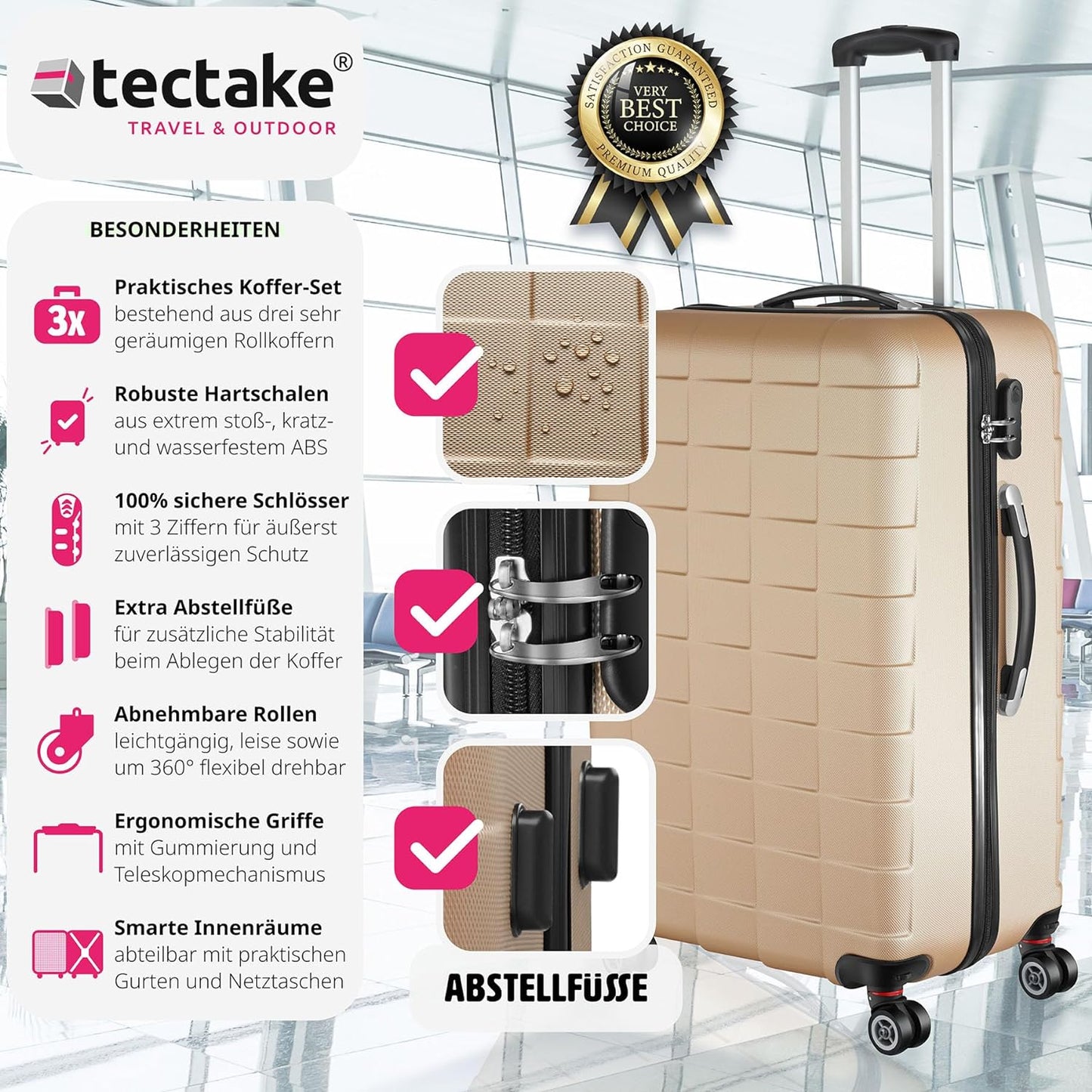 800518 - Reisekofferset 3-teilig, Champagner