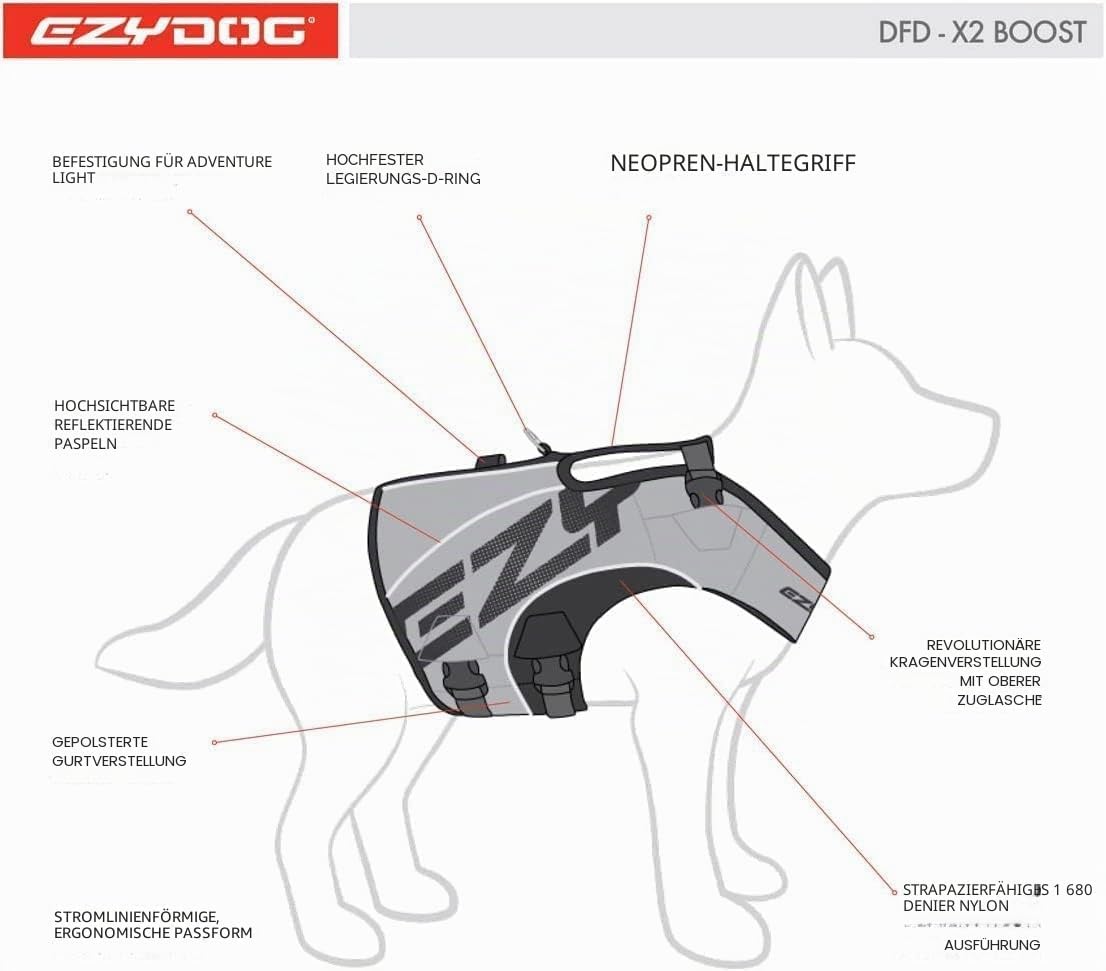 Schwimmweste für Hunde DFD X2 Boost, Rot XL