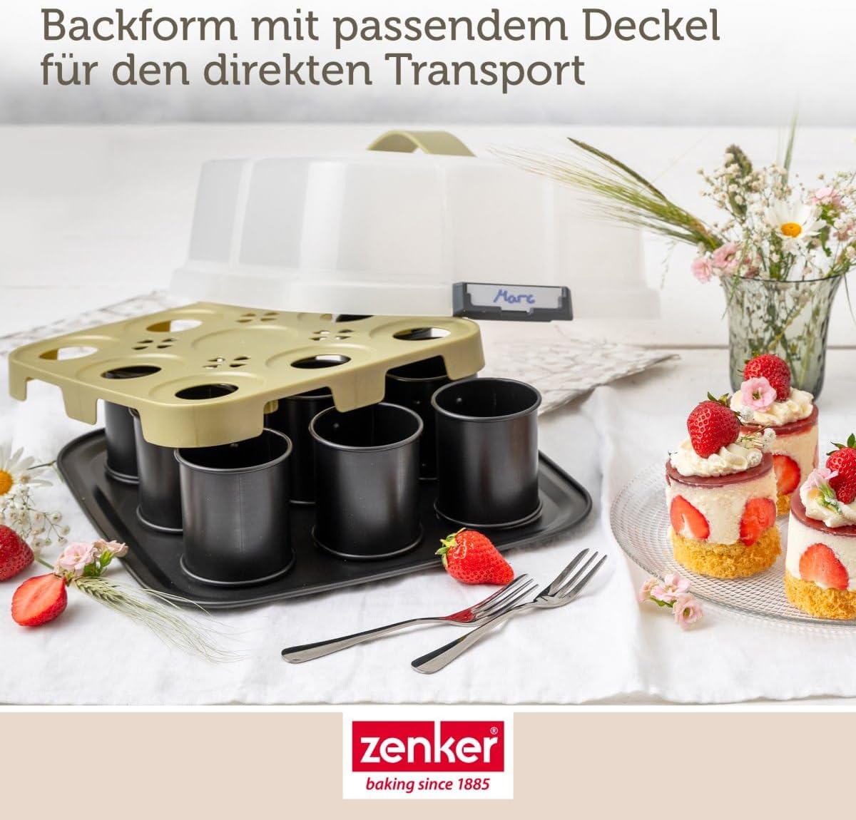 Click & Go Törtchenblech mit Haube, 9er Törtchenblech mit Haube