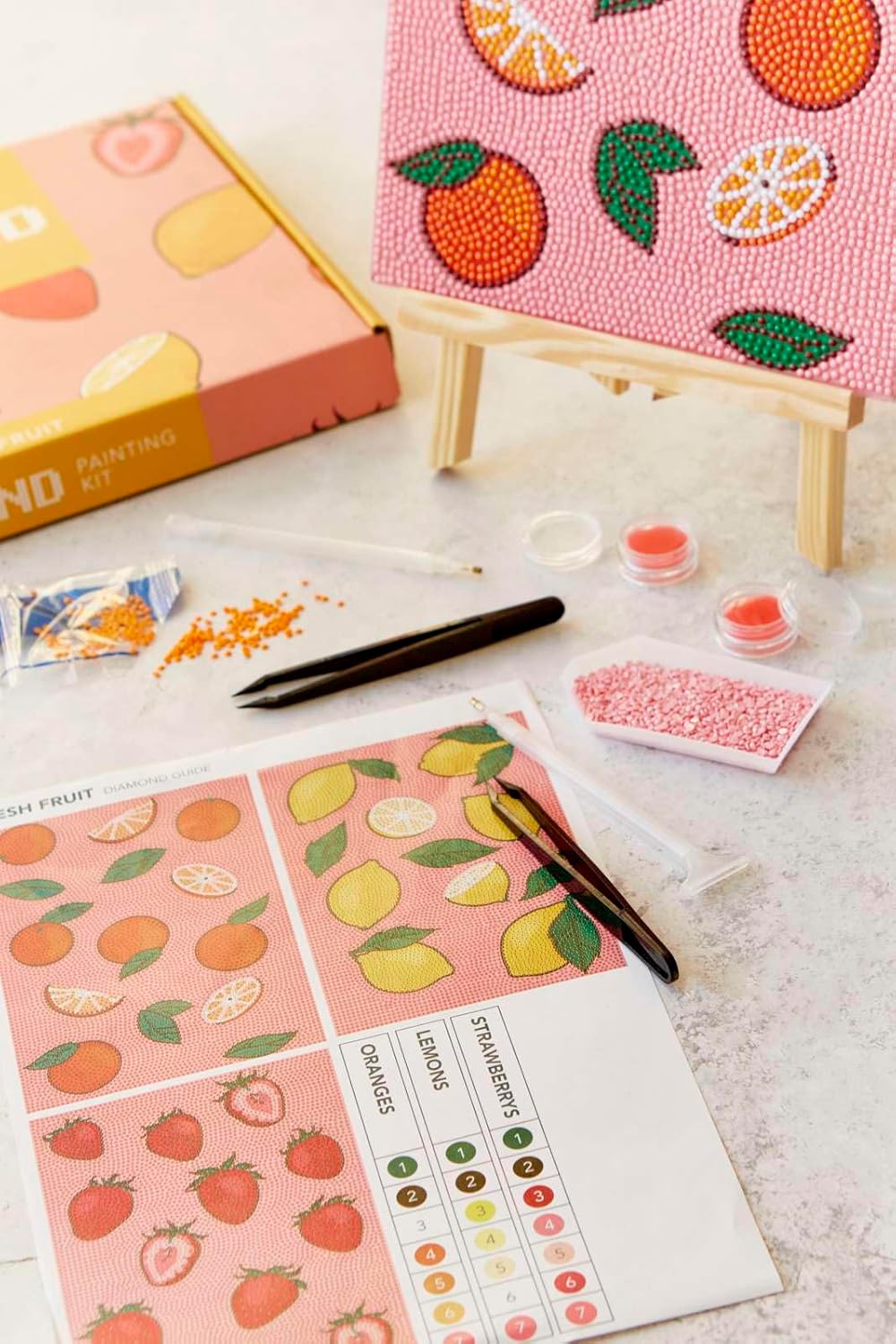 3er-Set Diamant Painting Set frisches Obst, Frisches Obst