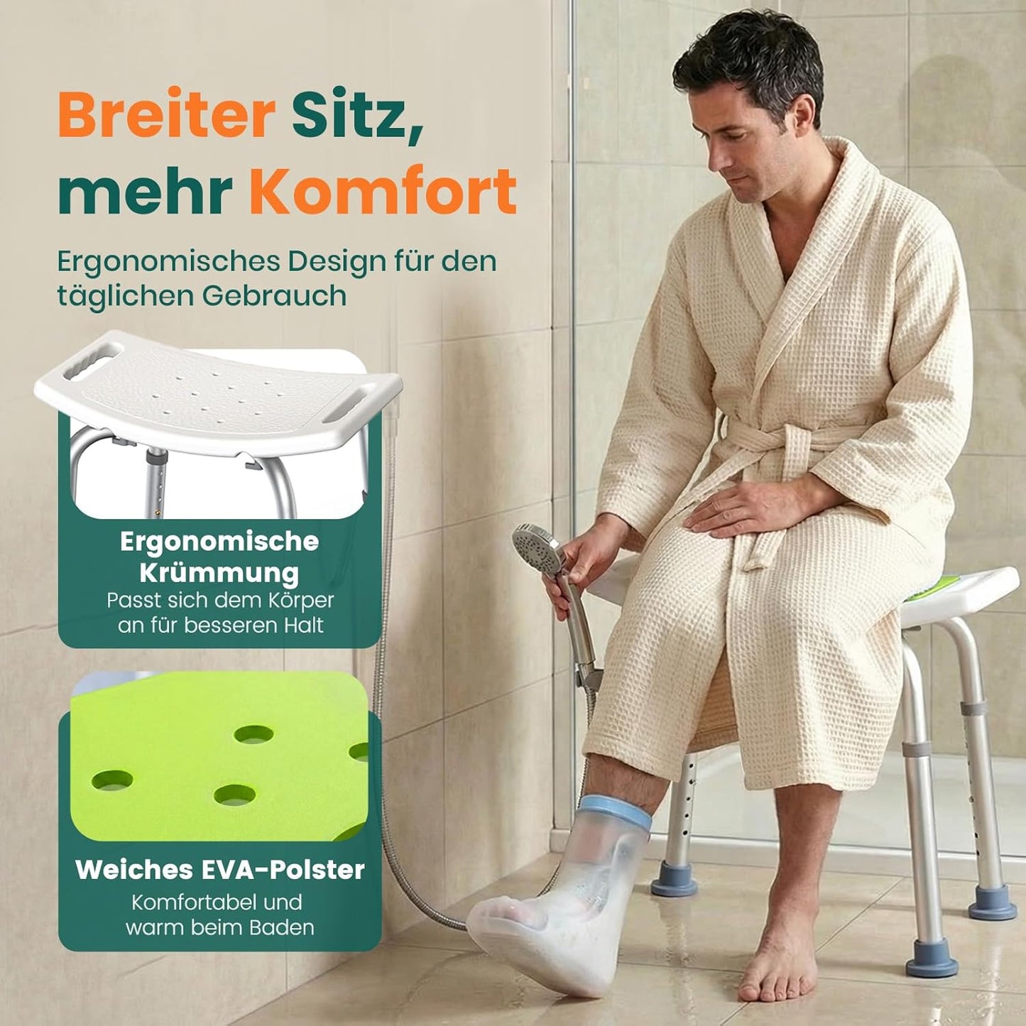 Höhenverstellbarer Duschhocker LC02, LC02-Gelb