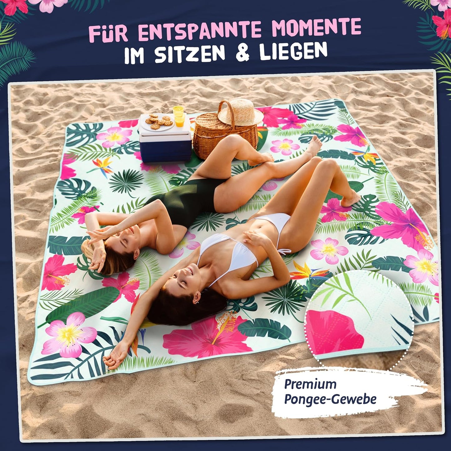 Picknick-Stranddecke, Tropical gerollt 13 x 40 cm (gerollt)