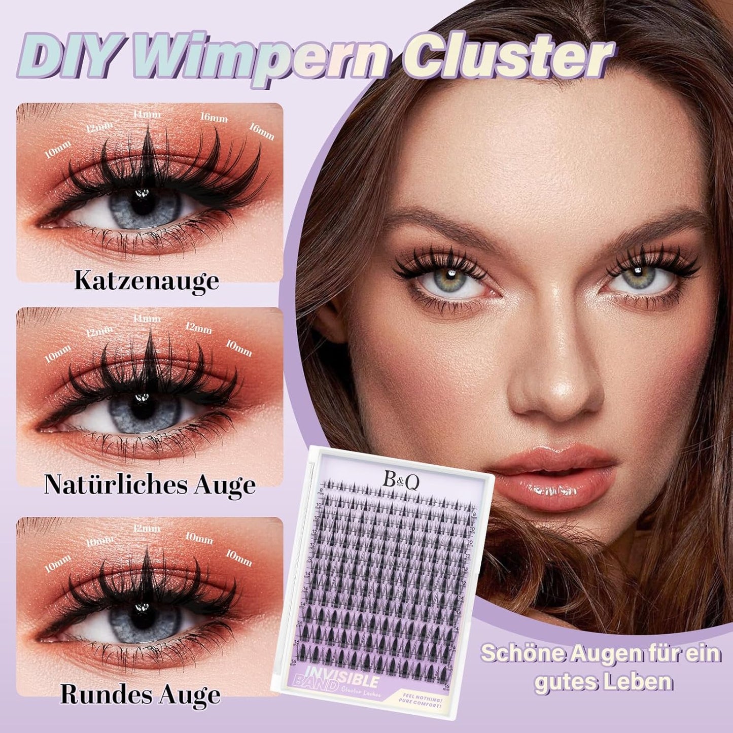 Lash Extension Set mit unsichtbarem Band (144 Stück)