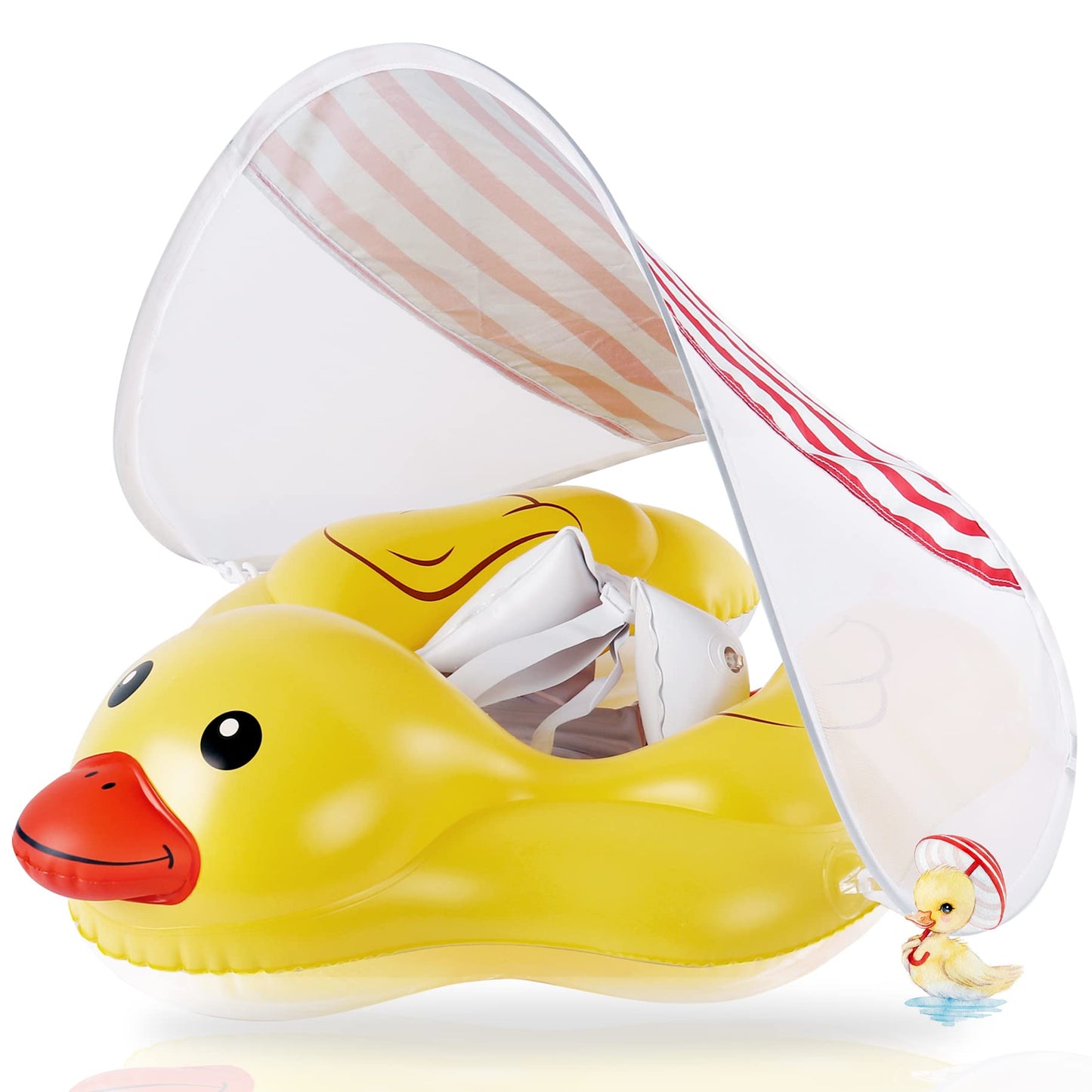 Baby-Schwimmtrainer mit abnehmbarem Sonnendach, Gelb