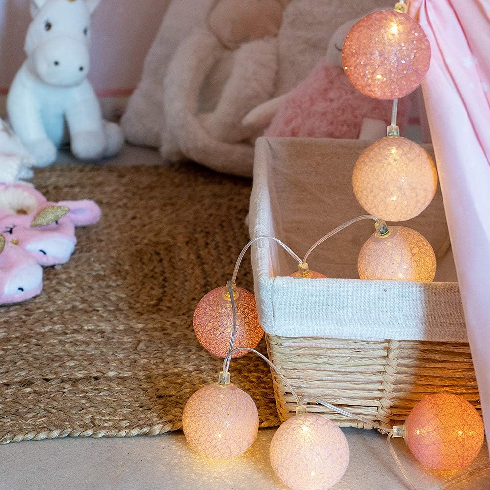 LED Baumwollkugeln, Rosa Glitter 3.2 m