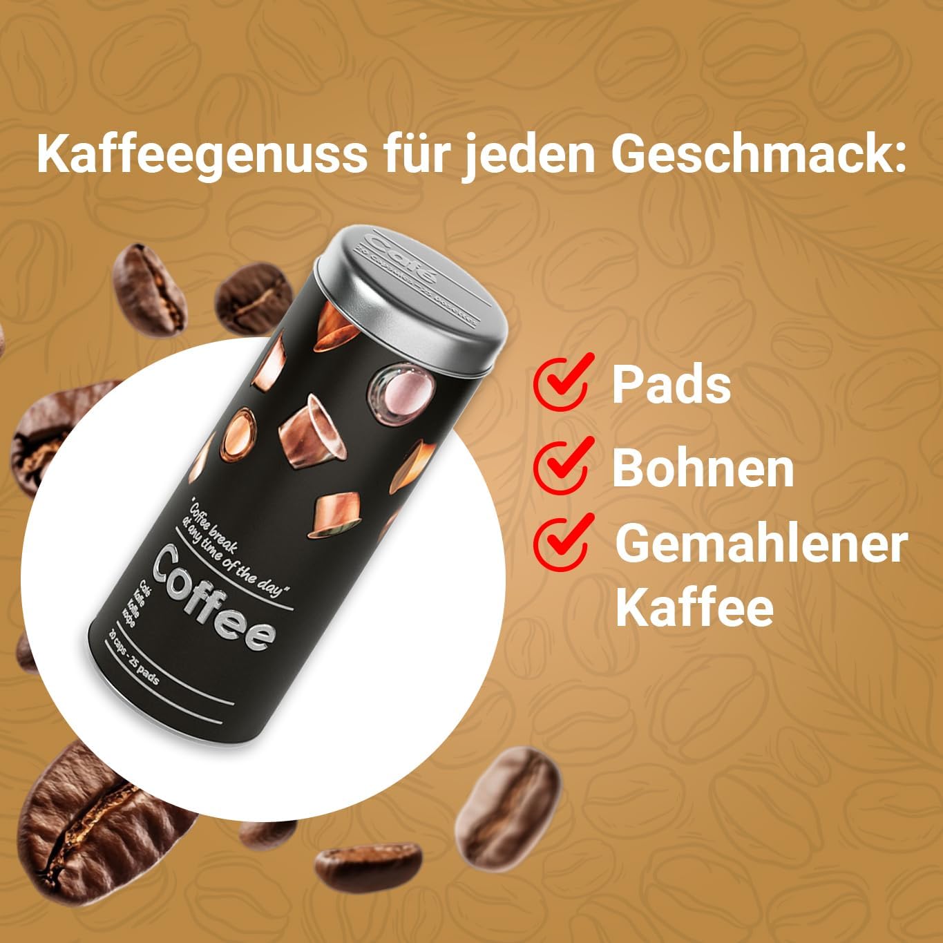 Kaffeepaddose, 2 Stück, Schwarz