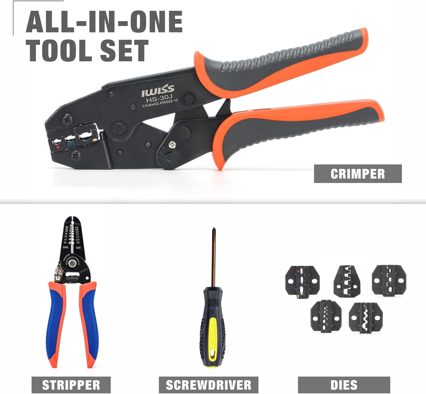 Crimpwerkzeug-Set, IWS-30J 5 Jaws Kit with Wire Stripper