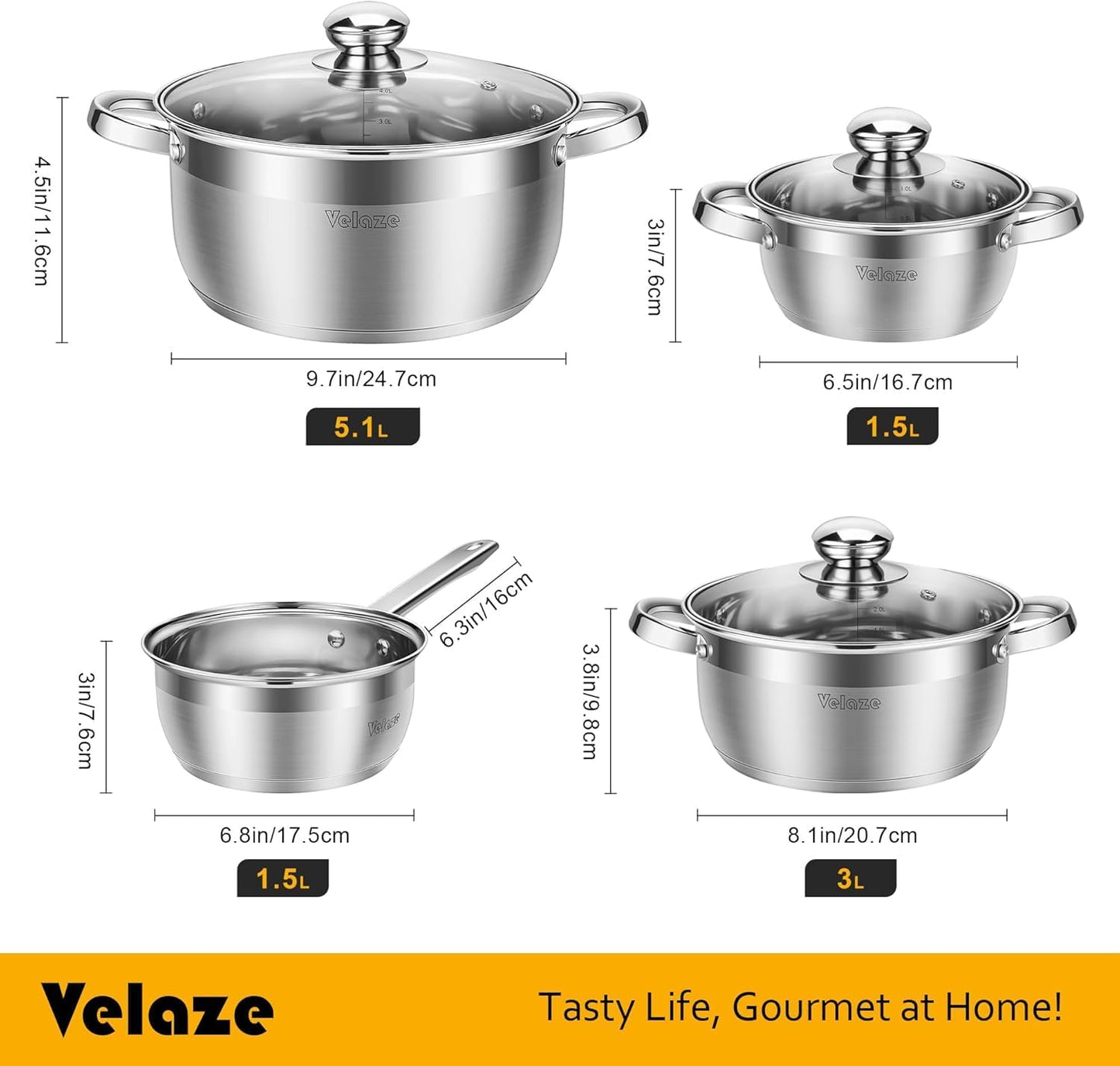 Edelstahl-Kochtopfset für Induktion (7-teilig), 7-teilig