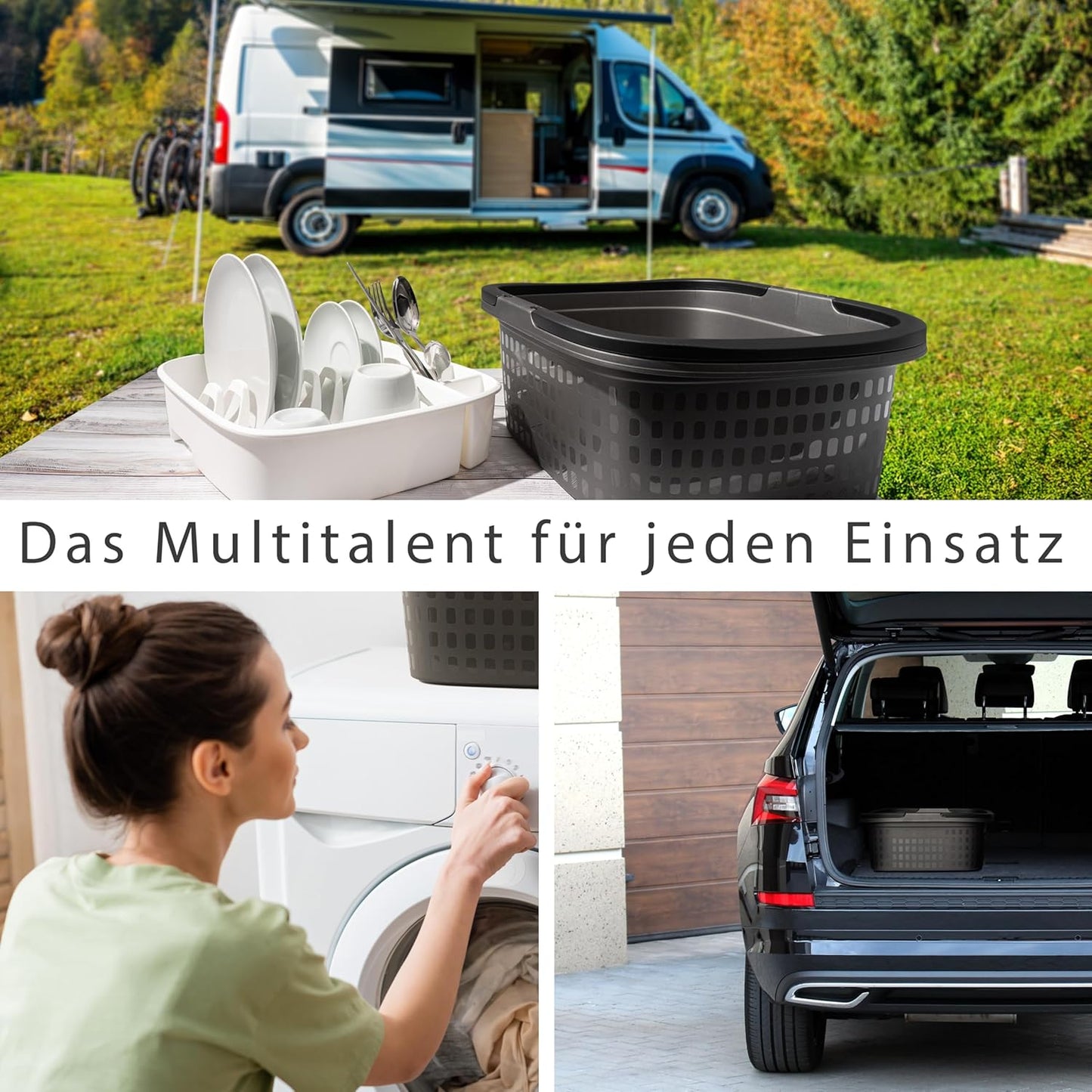2er-Set Fusswanne mit Henkel, Anthrazit Schwarz 2 x 16L
