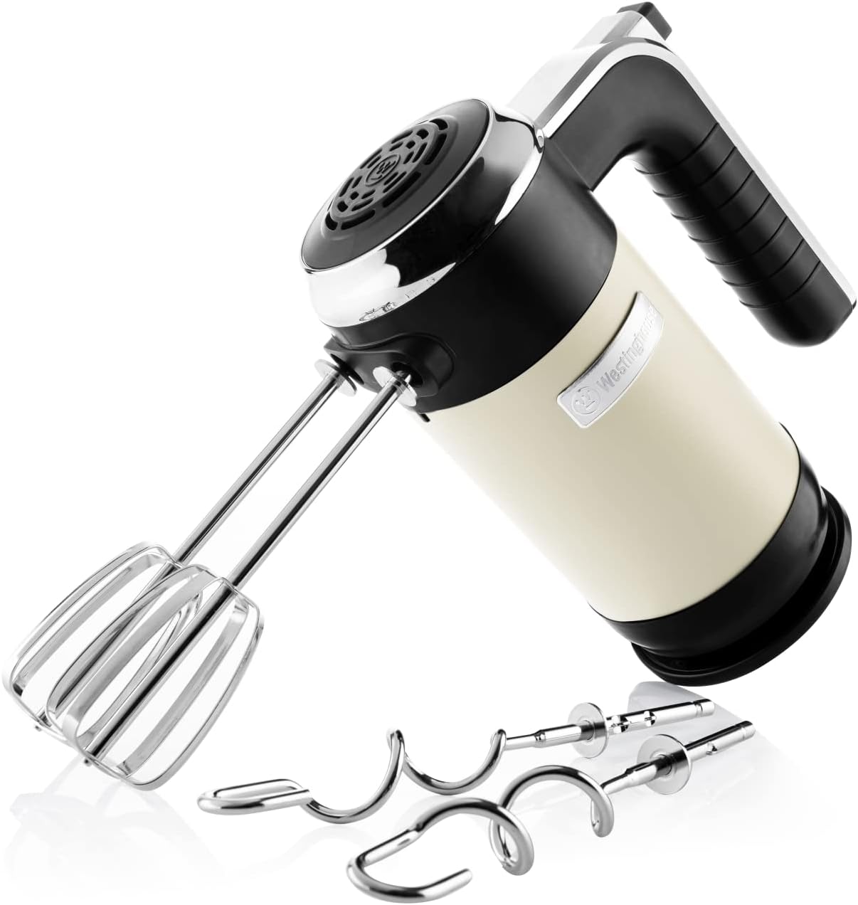 Retro Handmixer mit 5 Geschwindigkeiten + Timer, Weiss
