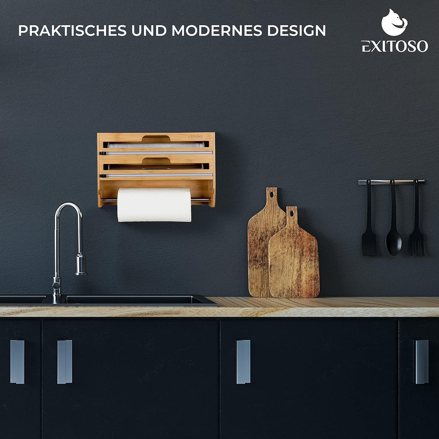 3-in-1 Folienschneider & Küchenrollenhalter, Beige