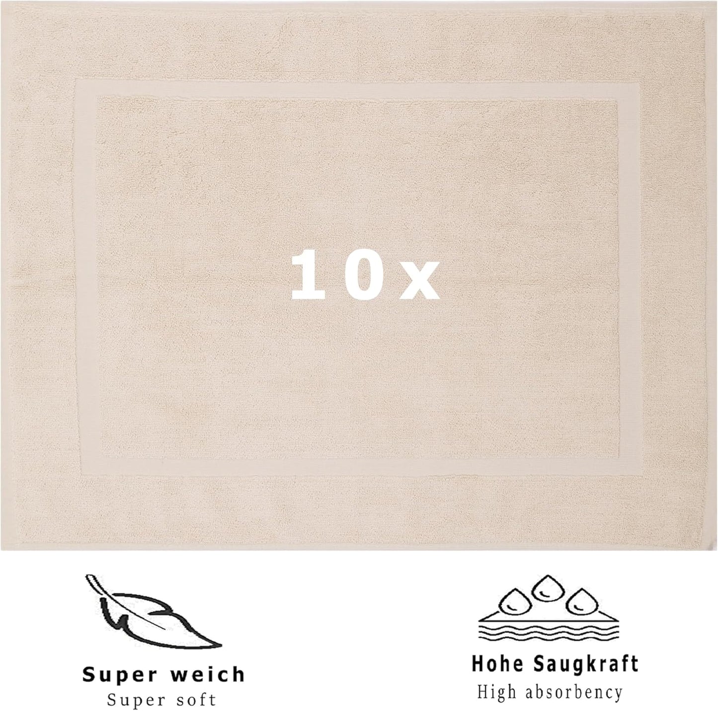 10er-Set Badvorleger, 50x70 cm, 10x Badvorleger Sand