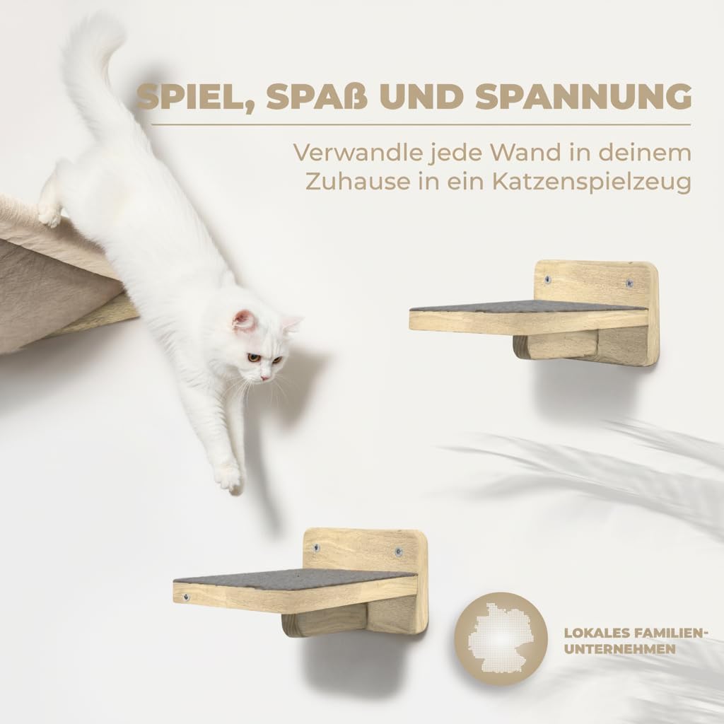 Kletterwand Katzentreppe-Set, Vollholz (3-teilig)