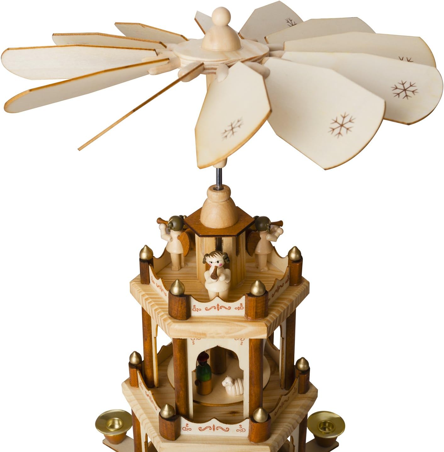 Weihnachtspyramide mit handbemalten Figuren, Natur - 45 Cm