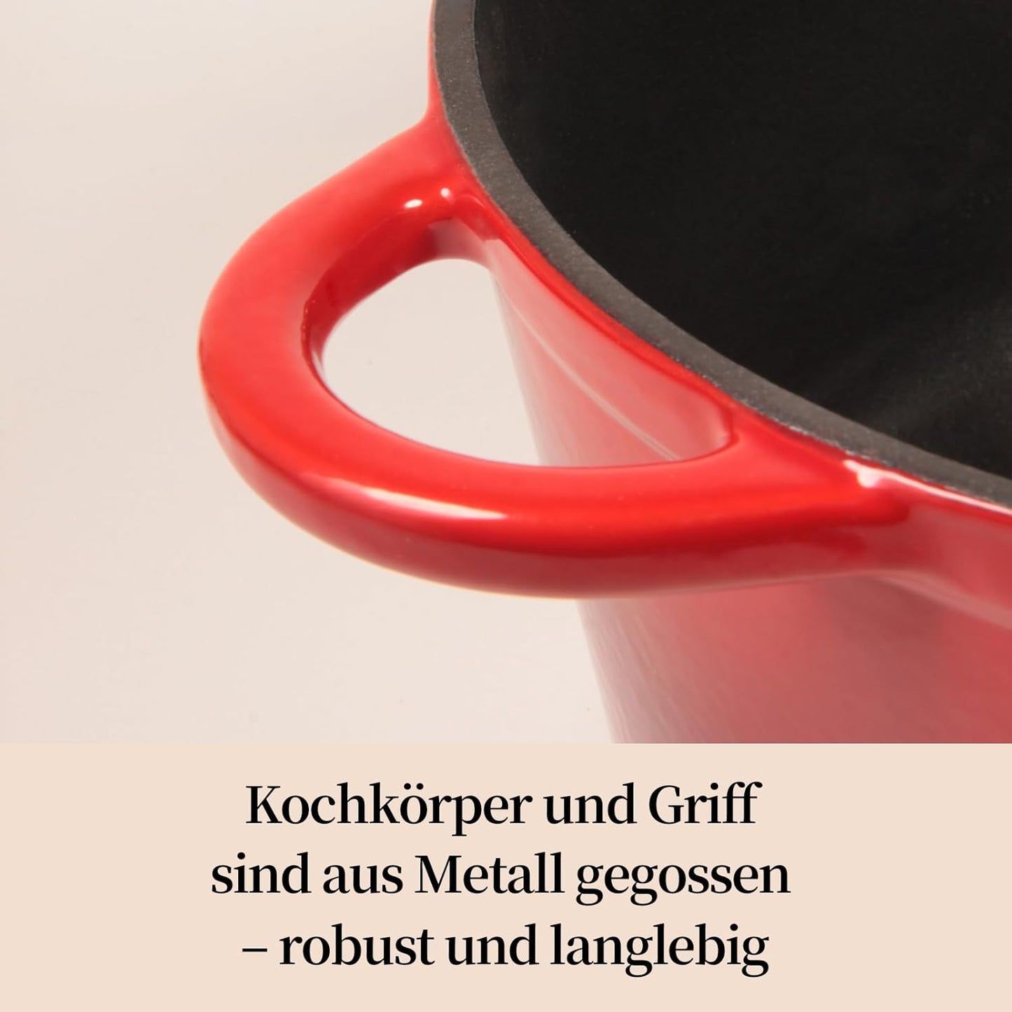 Gusseisen-Schmortopf mit Deckel, 26cm/5L Rot