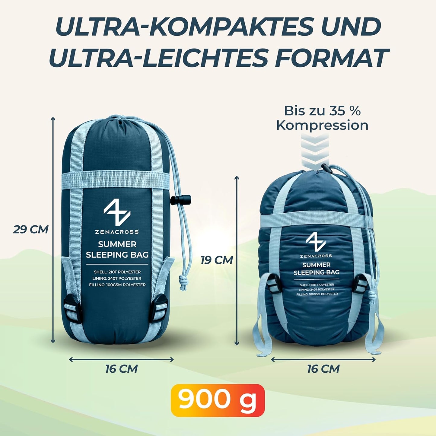 Ultraleichter Sommerschlafsack, Marineblau