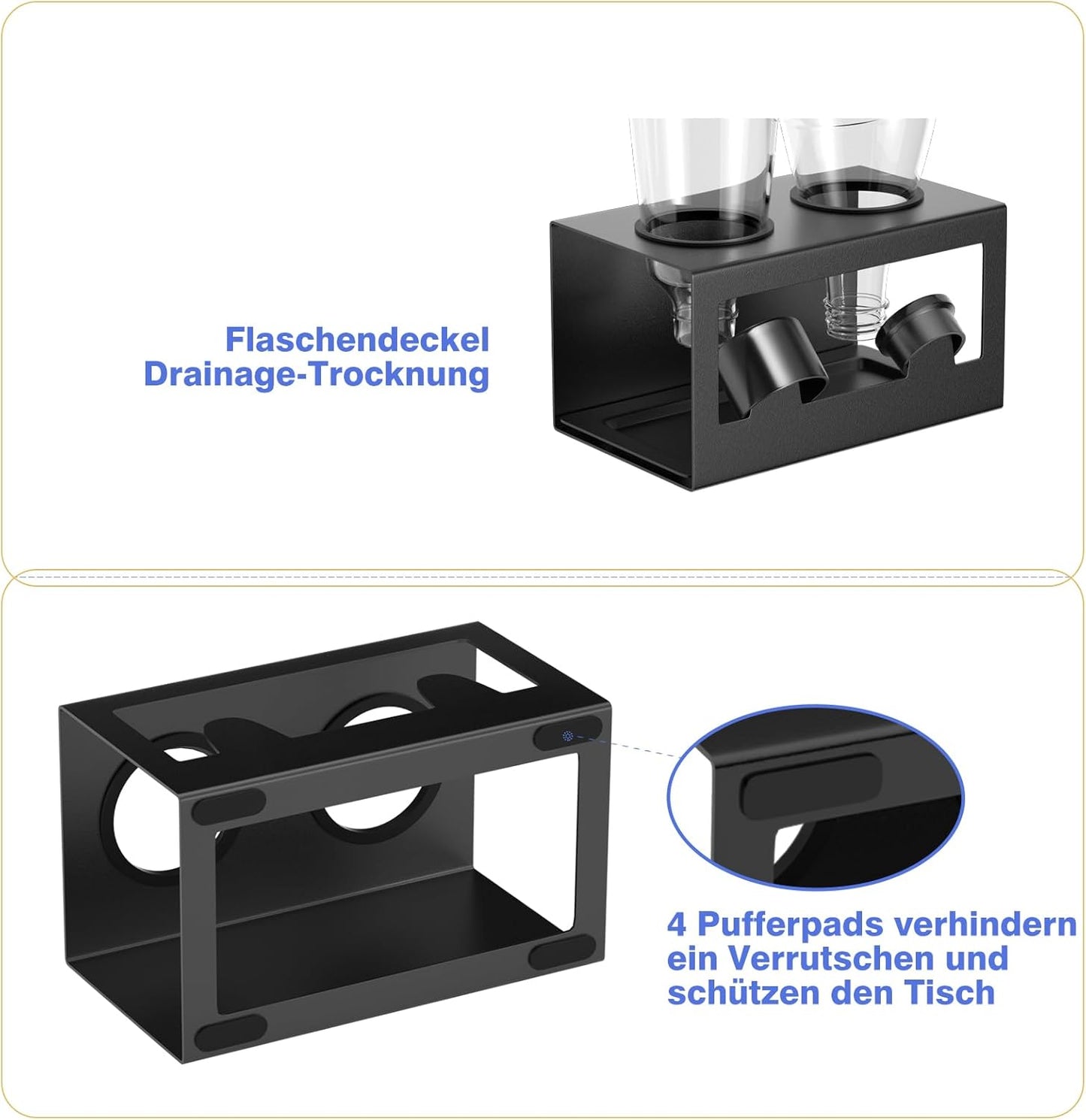 2-Loch Flaschenhalter Abtropfgestell für SodaStream & Emil, Schwarz 2-Loch