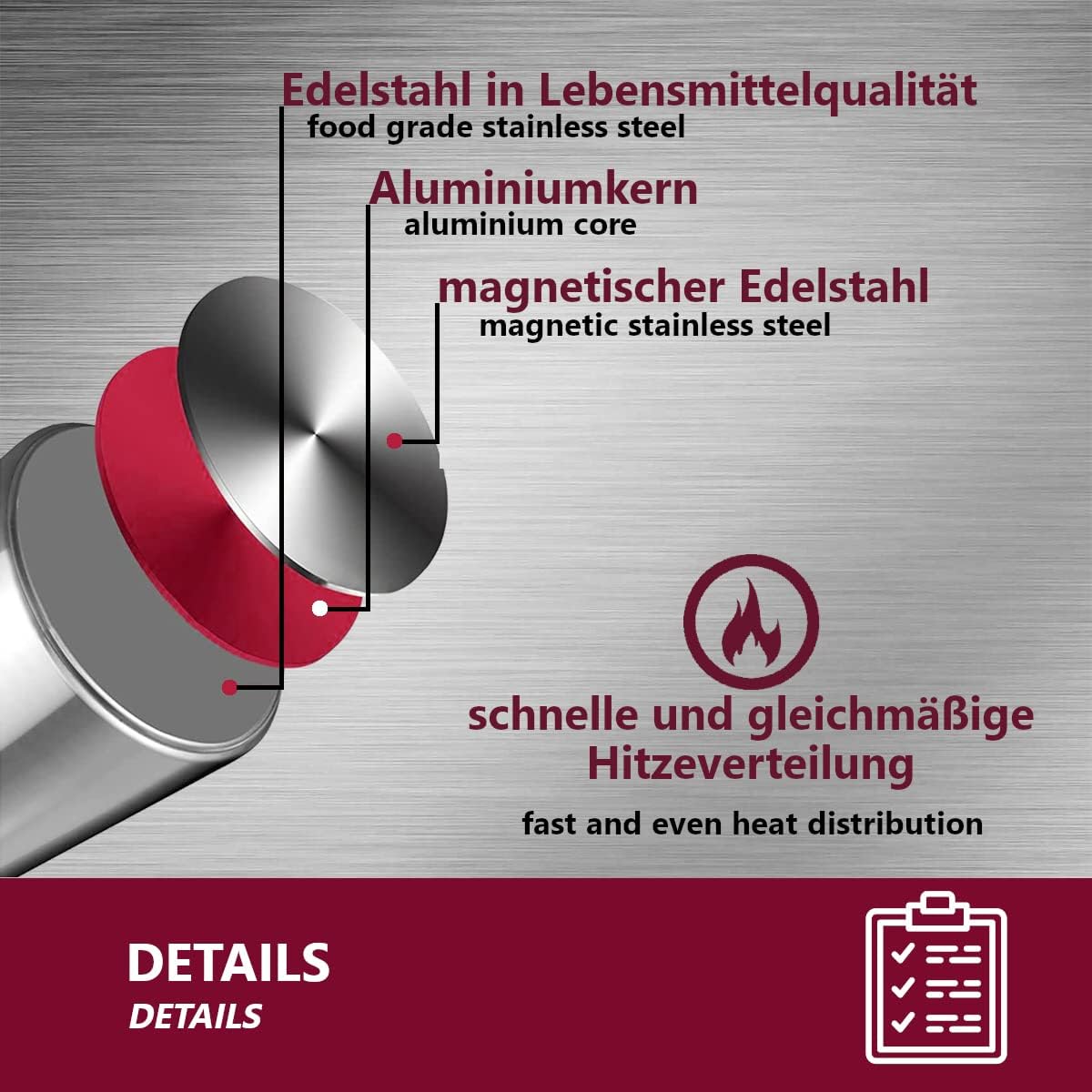 Grosser Edelstahl-Suppentopf 20 Liter (30x35 cm), 20 Liter