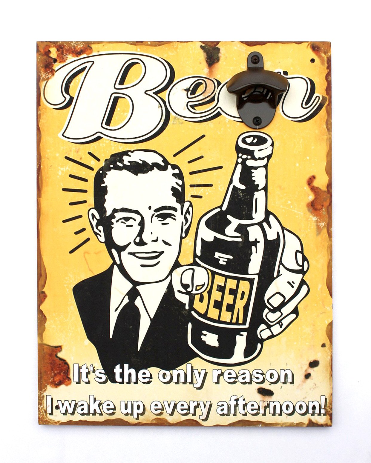 Wandflaschenöffner mit Bieröffner, 21261 Gelb