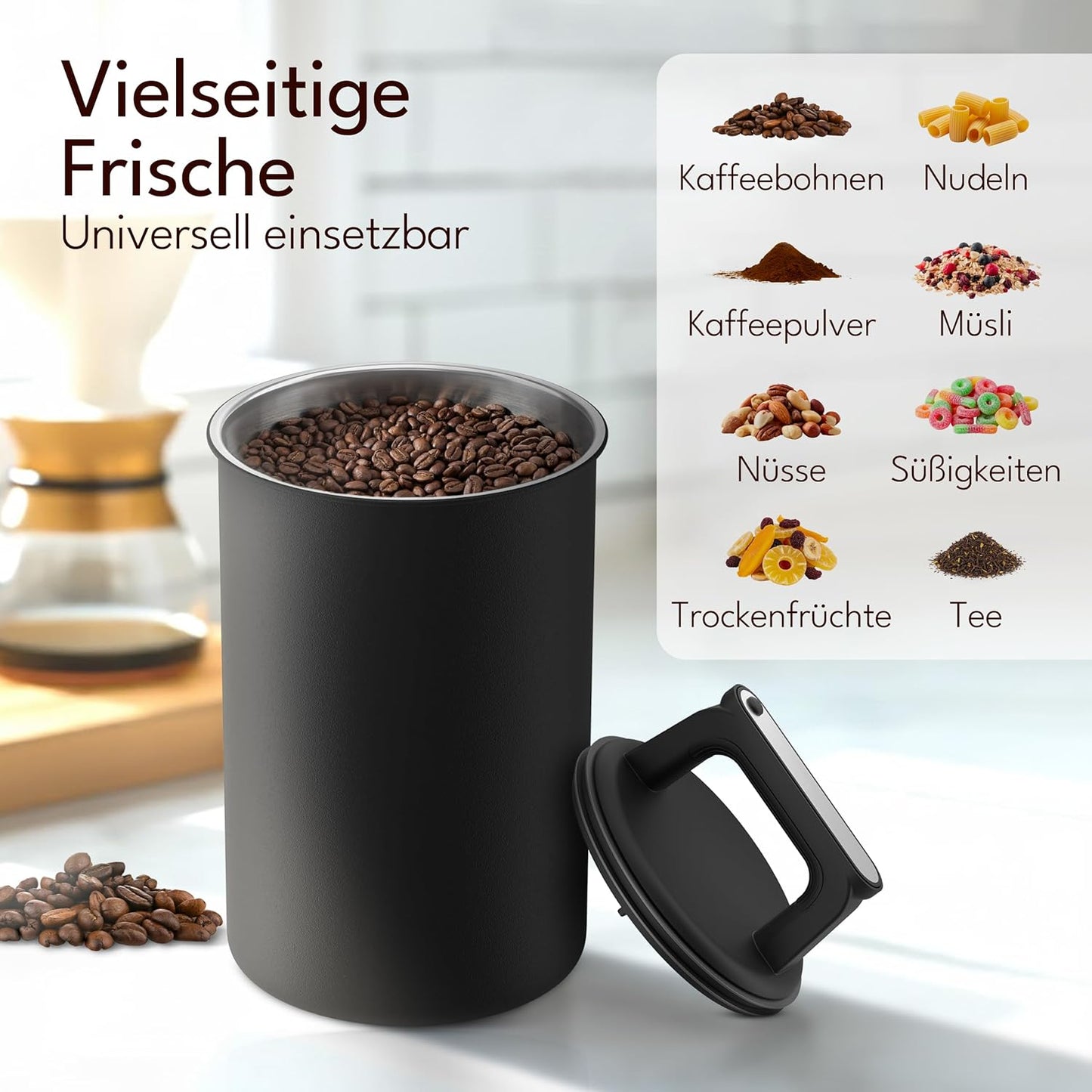 Luftdichte Kaffeedose mit Vakuumdeckel & Aromaverschluss